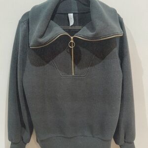 Varley Charcoal Half-Zip Cowl Neck Sweater